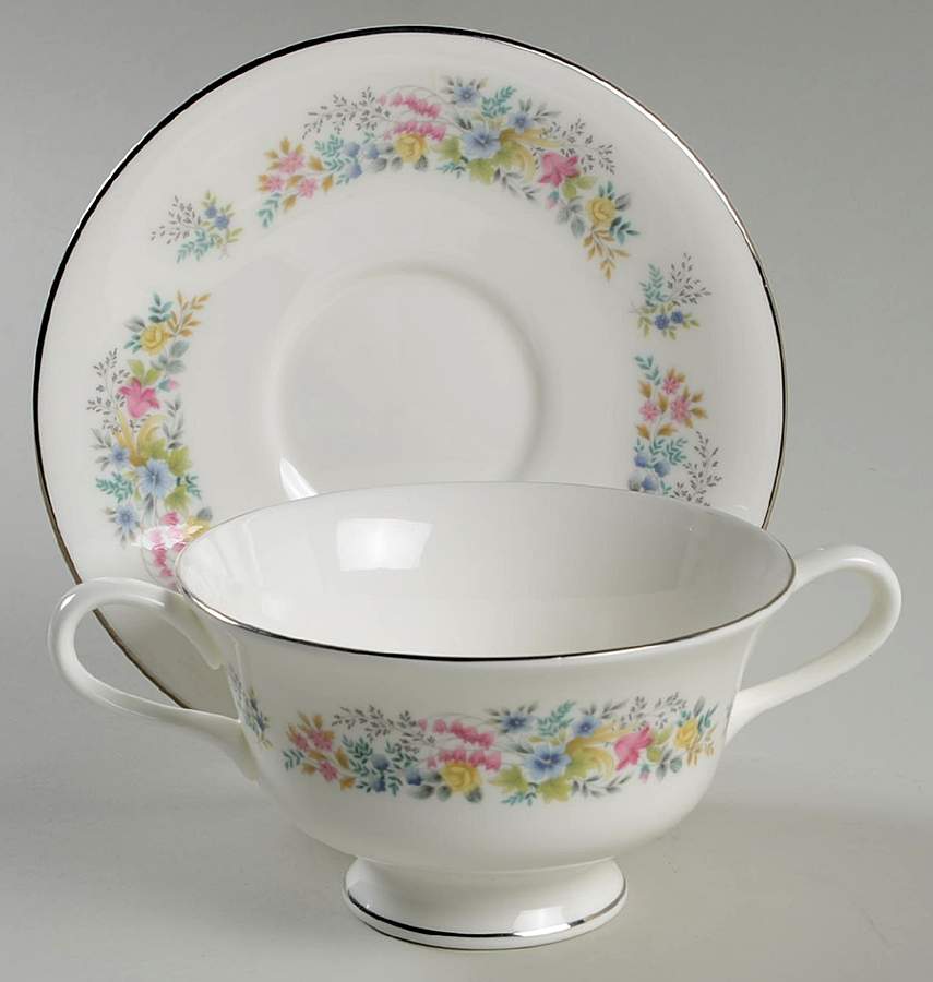 Aspen Footed Cream Soup Bowl & Saucer Set by Wedgwood-1