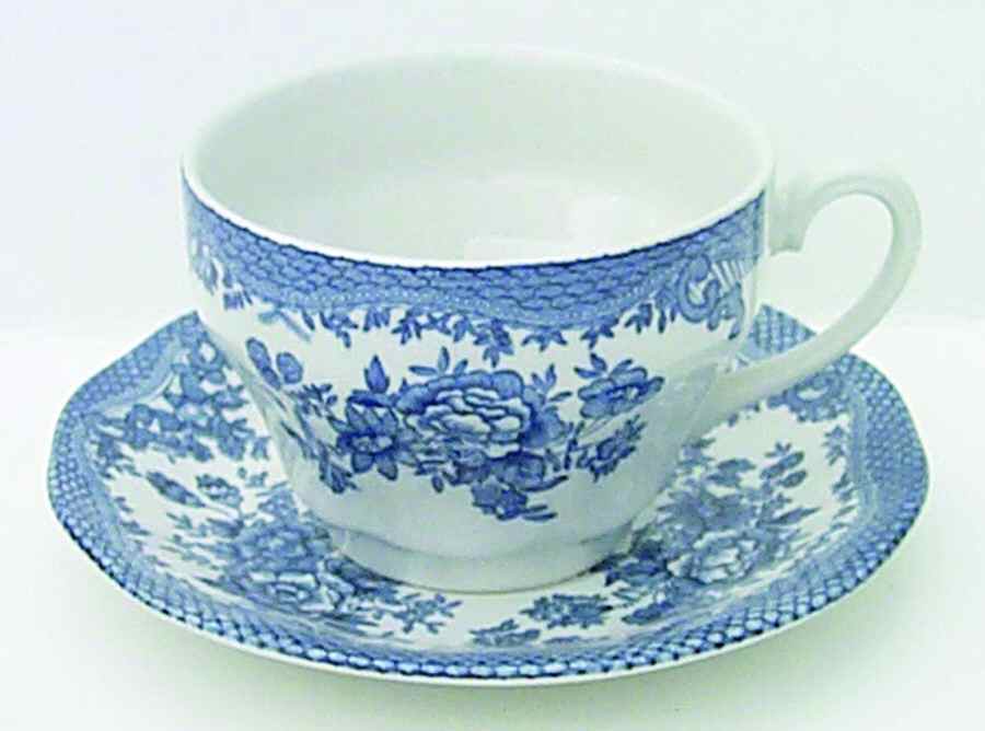 Asiatic Pheasant Blue Breakfast Cup & Cream Soup Saucer Set by Wedgwood-1