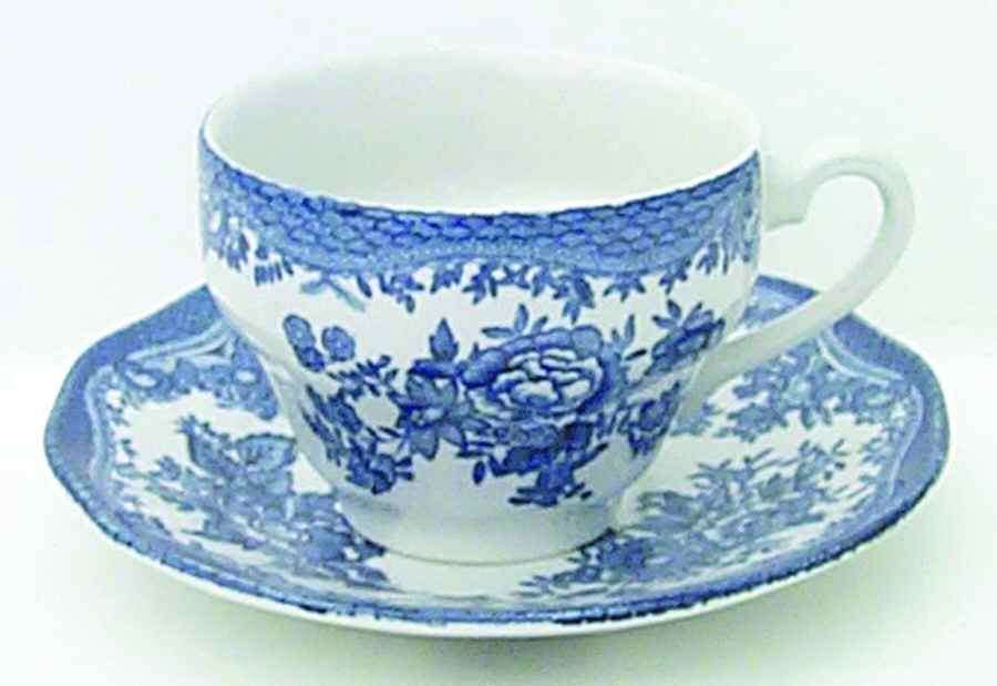 Asiatic Pheasant Blue Flat Cup & Saucer Set by Wedgwood-1