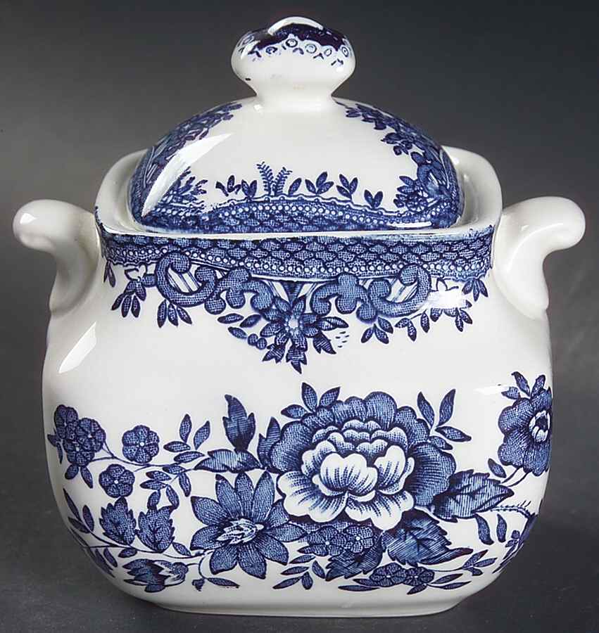 Asiatic Pheasant Blue Sugar Bowl & Lid by Wedgwood-1