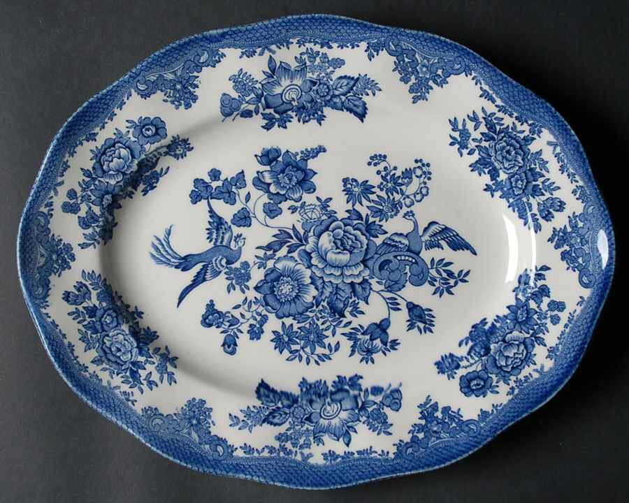 Asiatic Pheasant Blue 11" Oval Serving Platter by Wedgwood-1