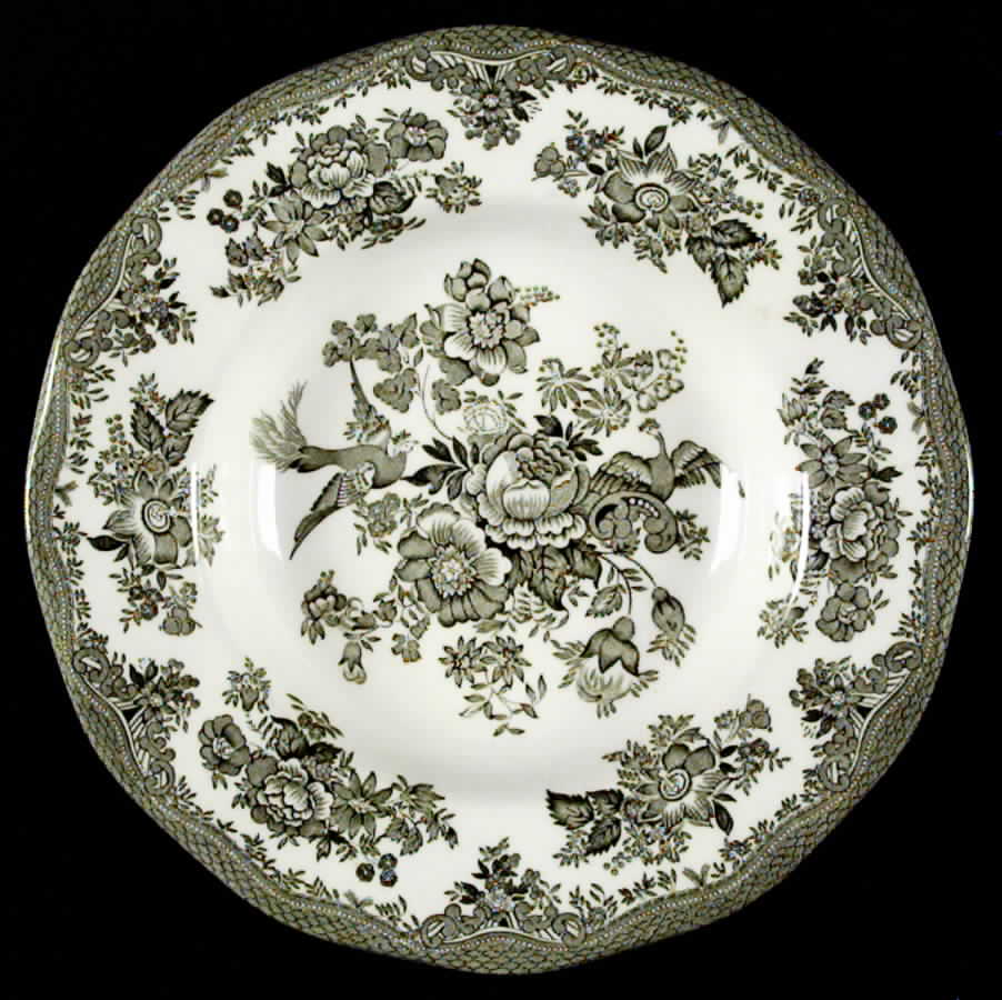 Asiatic Pheasants Green Rim Soup Bowl by Wedgwood-1
