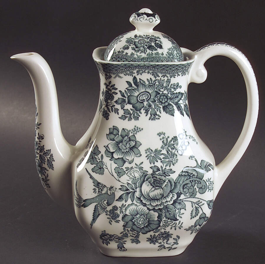Asiatic Pheasants Teal Coffee Pot & Lid by Wedgwood-1