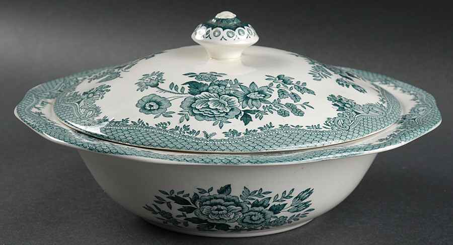 Asiatic Pheasants Teal Round Covered Vegetable by Wedgwood-1
