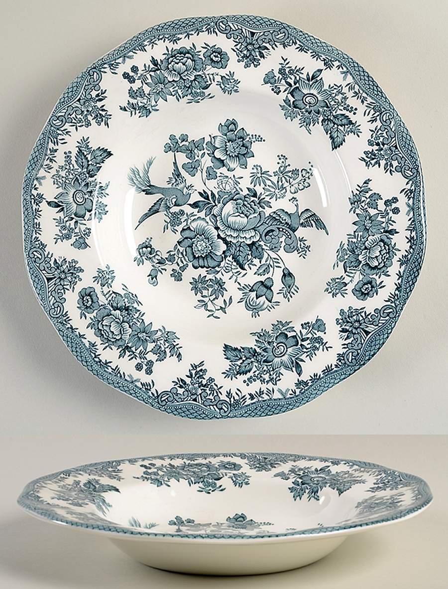 Asiatic Pheasants Teal Rim Soup Bowl by Wedgwood-1