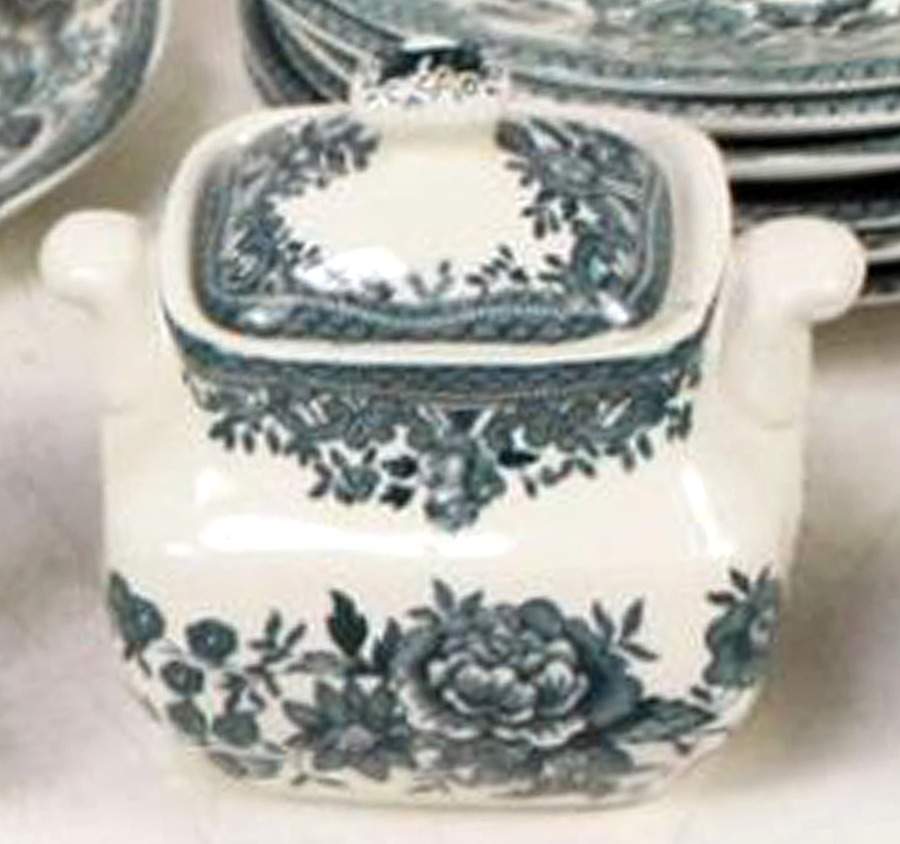 Asiatic Pheasants Teal Mini Sugar Bowl & Lid by Wedgwood-1