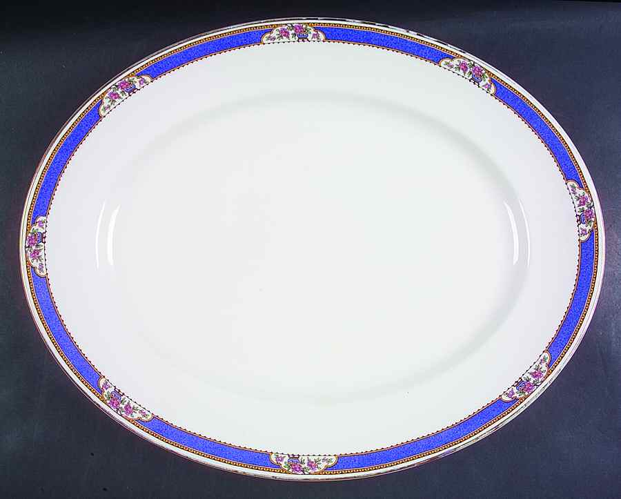Astor (Flowers On Border, Older) 18" Oval Serving Platter by Wedgwood-1