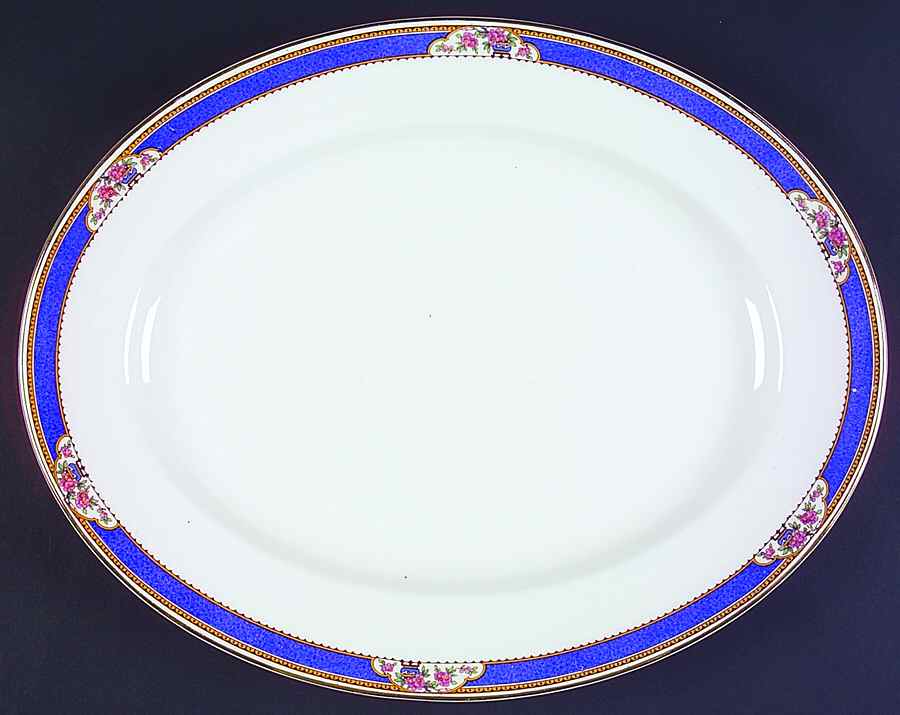 Astor (Flowers On Border, Older) 16" Oval Serving Platter by Wedgwood-1
