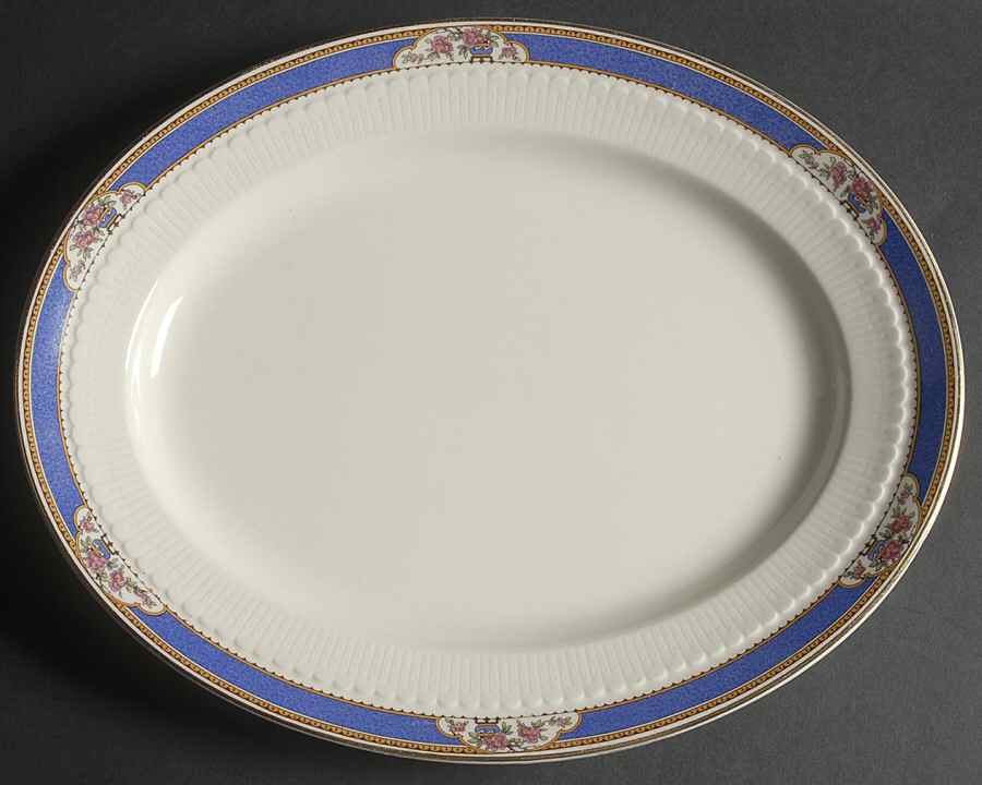 Astor (Flowers On Border, Older) 14" Oval Serving Platter by Wedgwood-1