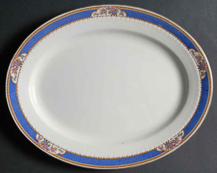 Astor (Flowers On Border, Older) 12" Oval Serving Platter by Wedgwood-1