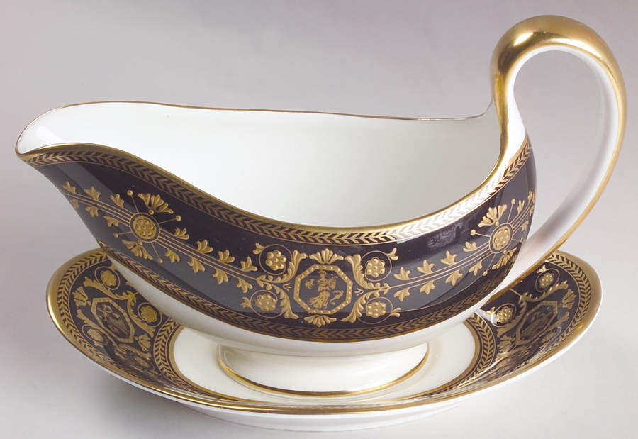 Astbury Black Gravy Boat & Underplate by Wedgwood-1