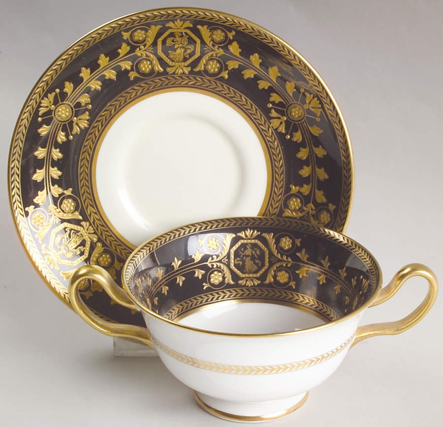 Astbury Black Footed Cream Soup Bowl & Saucer Set by Wedgwood-1