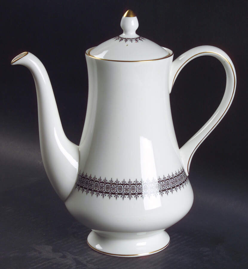 Astor Black On White (Newer) Coffee Pot & Lid by Wedgwood-1