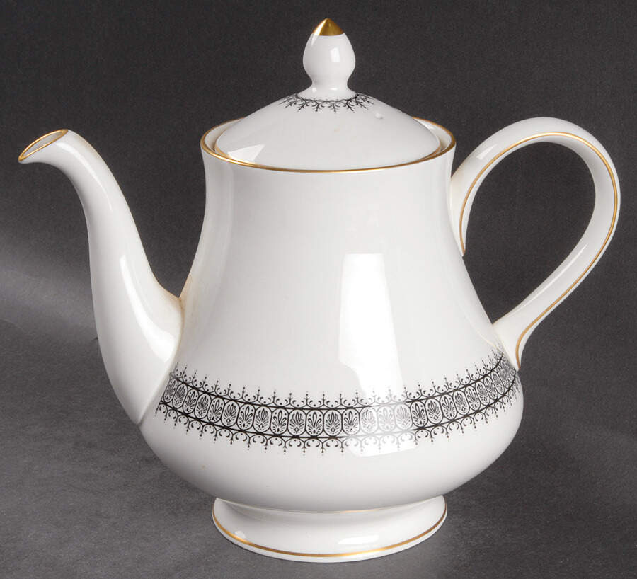 Astor Black On White (Newer) Teapot & Lid by Wedgwood-1