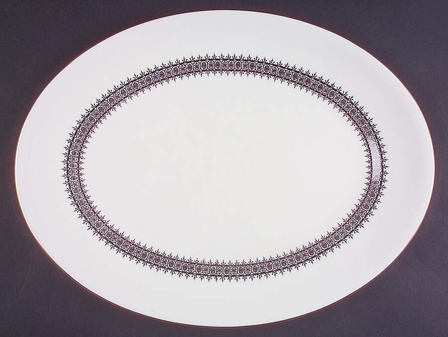 Astor Black On White (Newer) 15" Oval Serving Platter by Wedgwood-1