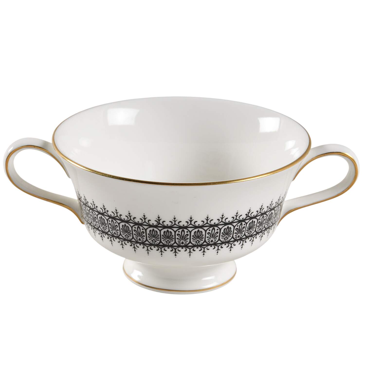 Astor Black On White (Newer) Footed Cream Soup Bowl by Wedgwood-1