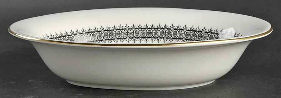 Astor Black On White (Newer) 9" Oval Vegetable Bowl by Wedgwood-1