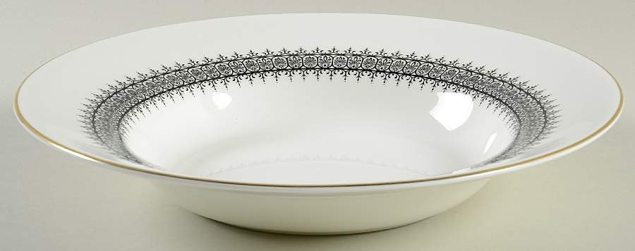 Astor Black On White (Newer) Large Rim Soup Bowl by Wedgwood-1