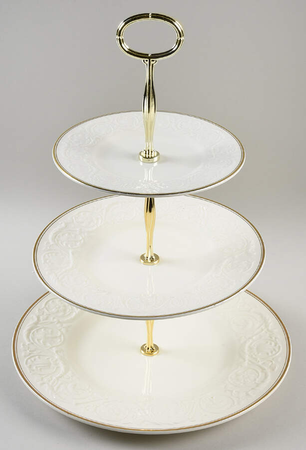Athenian Gold 13 7/8"-14 1/4" 3-Tiered Serving Tray(DP,SP,BB) HC by Wedgwood-1