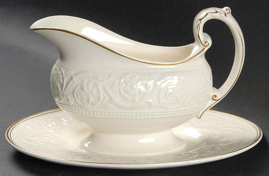 Athenian Gold Gravy Boat with Attached Underplate by Wedgwood-1