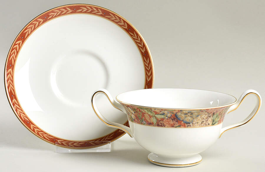 Augustus Footed Cream Soup Bowl & Saucer Set by Wedgwood-1