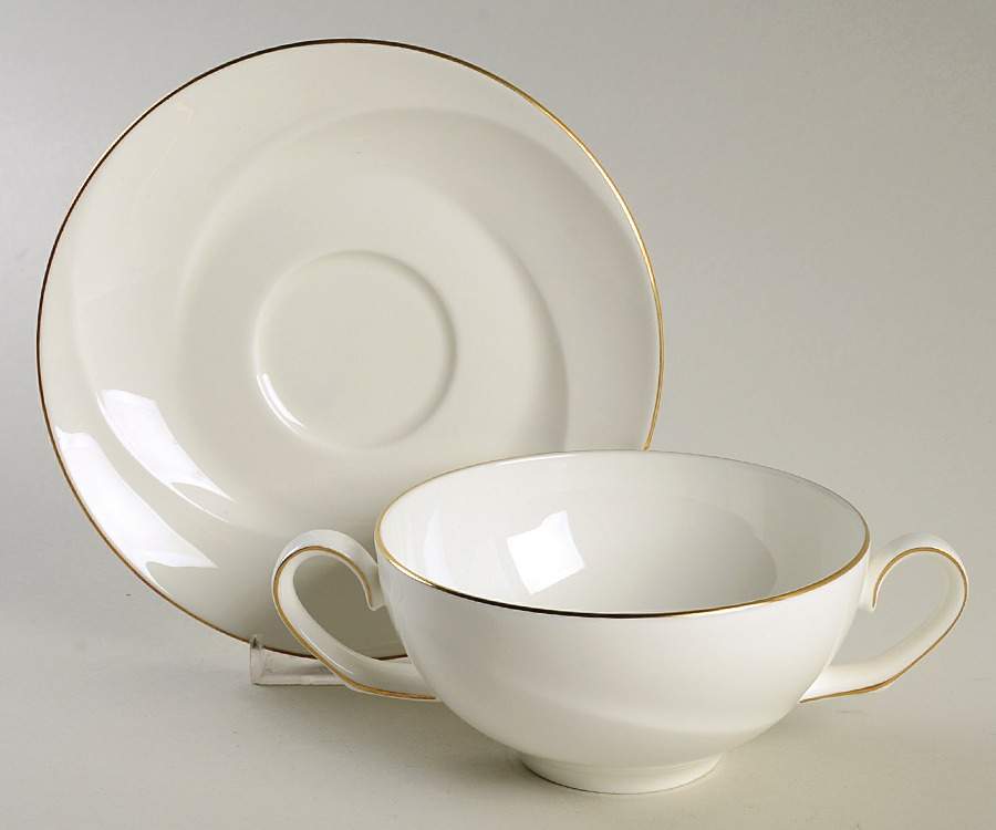 Aurora Flat Cream Soup Bowl & Saucer Set by Wedgwood-1