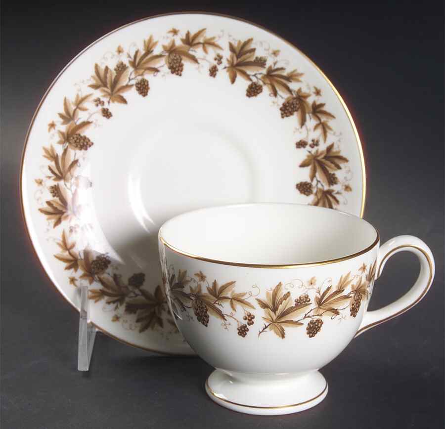 Autumn Vine (Gold Trim) Footed Cup & Saucer Set by Wedgwood-1