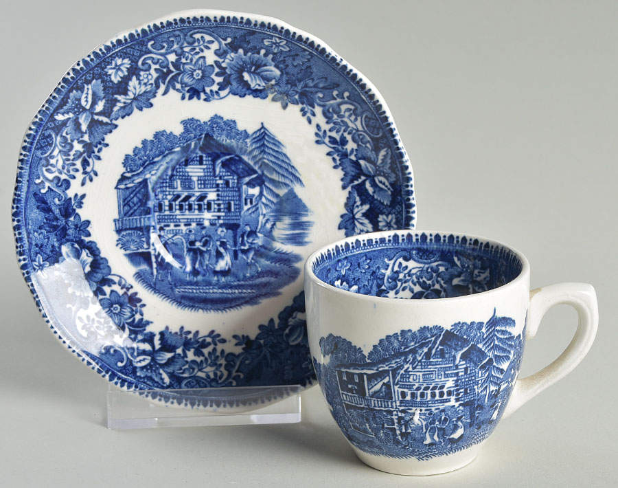 Avon Cottage Blue (Smooth) Flat Demitasse Cup & Saucer Set by Wedgwood-1