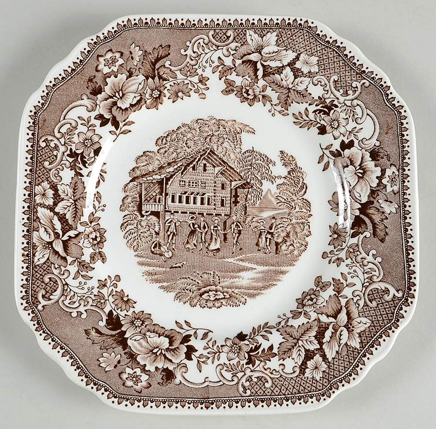 Avon Cottage Brown Square Salad Plate by Wedgwood-1