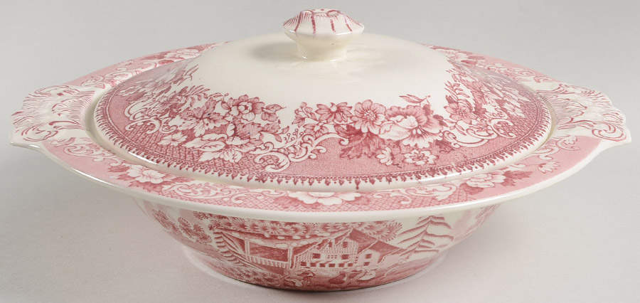 Avon Cottage Pink (Smooth) Round Covered Vegetable by Wedgwood-1