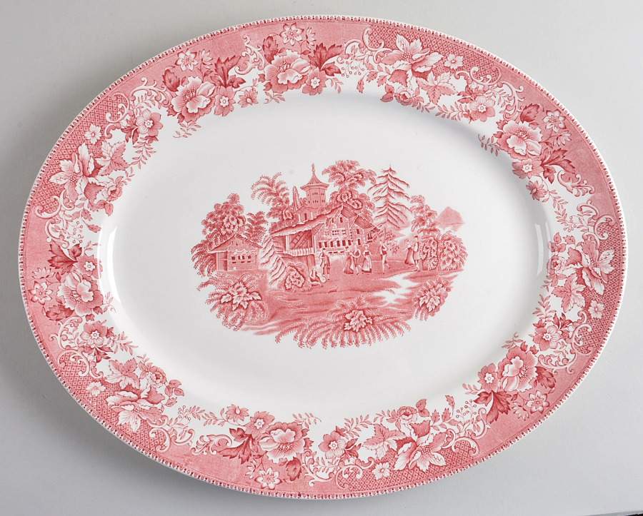 Avon Cottage Pink (Smooth) 18" Oval Serving Platter by Wedgwood-1