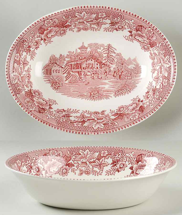 Avon Cottage Pink (Smooth) 9" Oval Vegetable Bowl by Wedgwood-1