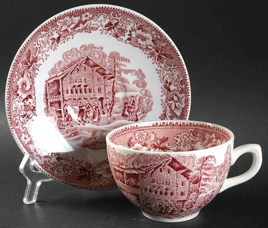Avon Cottage Pink (Smooth) Flat Cup & Saucer Set by Wedgwood-1