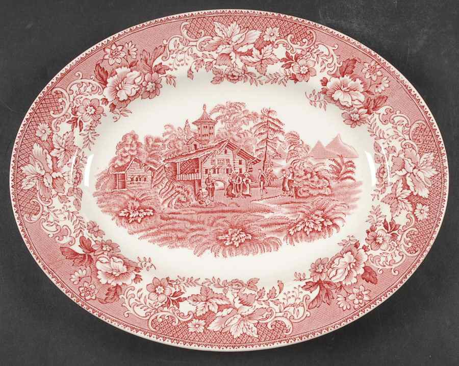 Avon Cottage Pink (Smooth) 11" Oval Serving Platter by Wedgwood-1