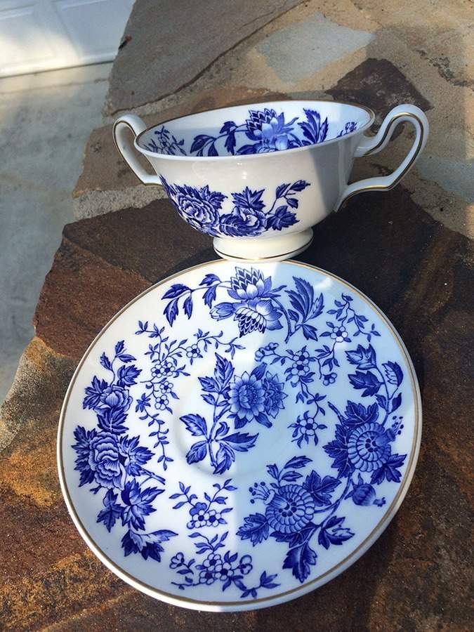 Avon Blue Footed Bouillon Cup & Saucer by Wedgwood-1