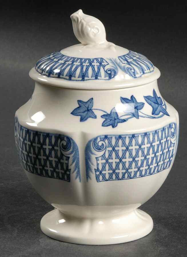 Avocado Blue Sugar Bowl & Lid by Wedgwood-1