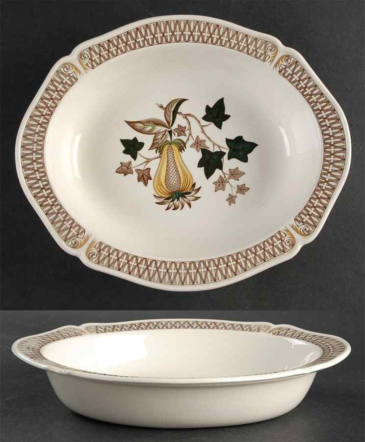 Avocado Yellow 10" Oval Vegetable Bowl by Wedgwood-1