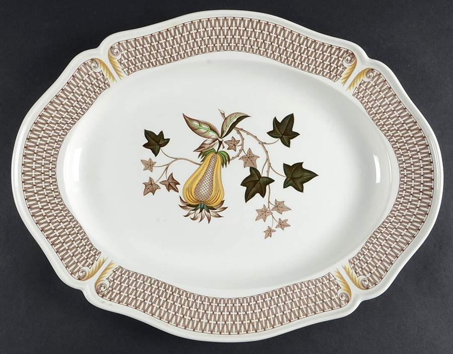 Avocado Yellow 16" Oval Serving Platter by Wedgwood-1