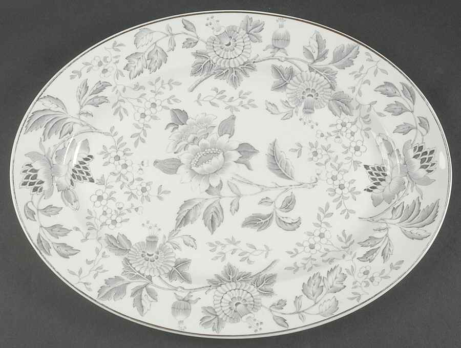 Avon Gray (Platinum) 15" Oval Serving Platter by Wedgwood-1