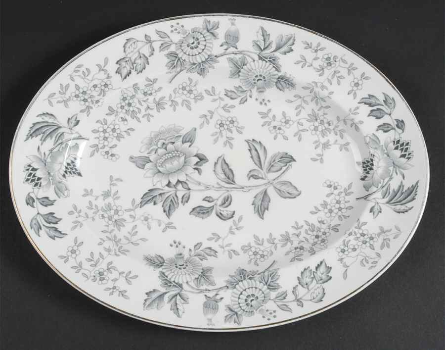 Avon Gray (Platinum) 13" Oval Serving Platter by Wedgwood-1