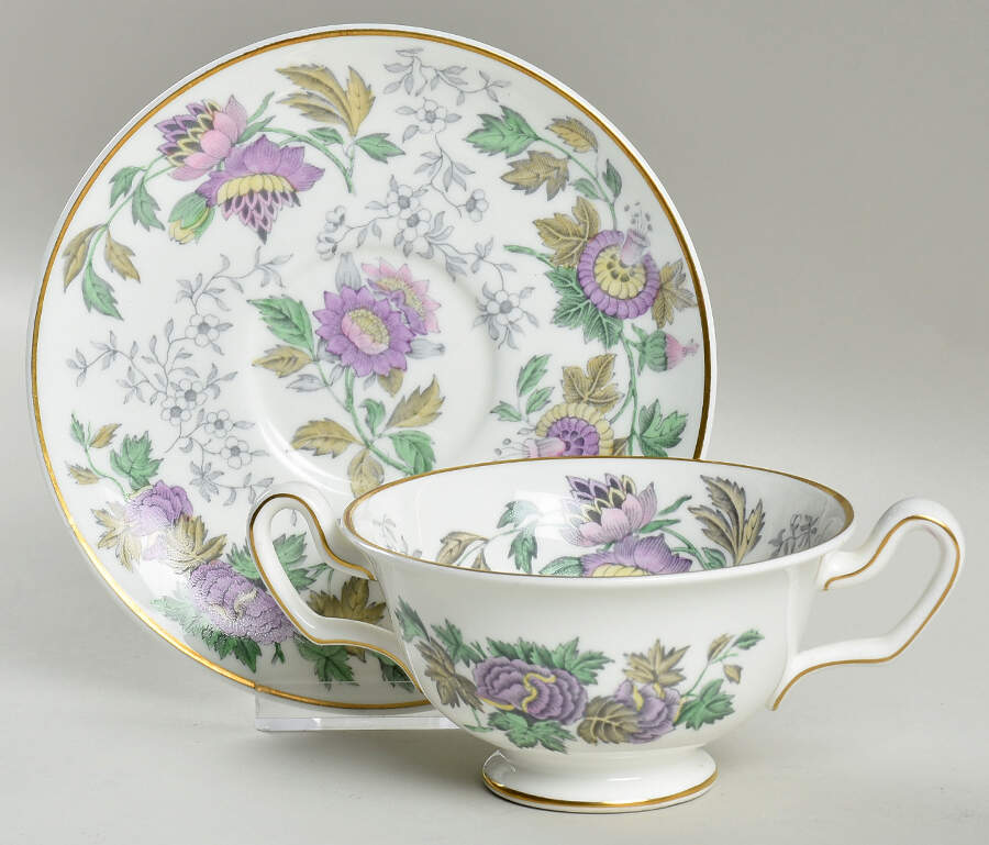 Avon Lavender Footed Cream Soup Bowl & Saucer Set by Wedgwood-1