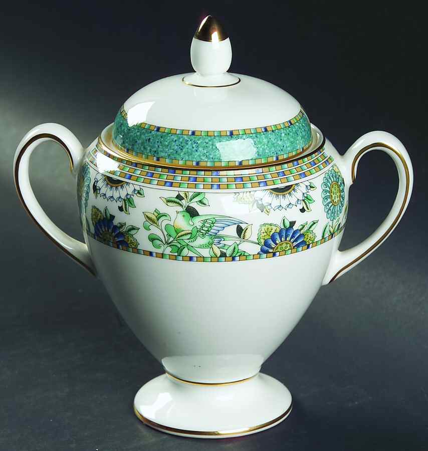 Babylon Globe Shape Sugar Bowl & Lid by Wedgwood-1