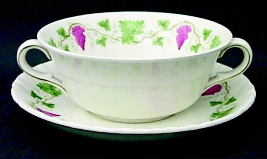 Bacchus Red Flat Cream Soup Bowl & Saucer Set by Wedgwood-1