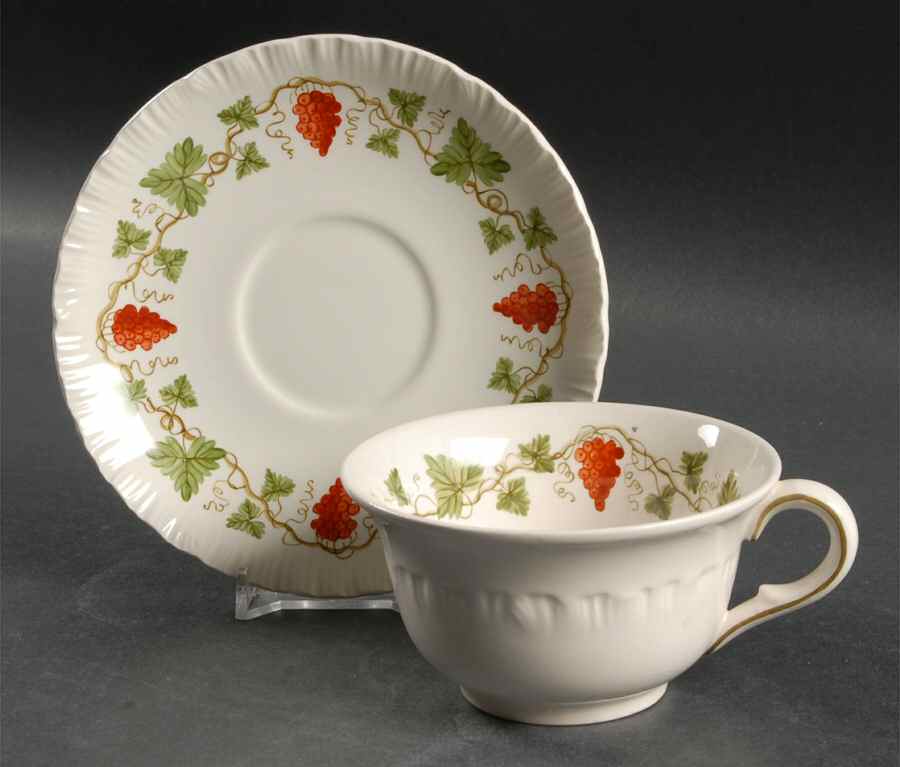 Bacchus Red Flat Cup & Saucer Set by Wedgwood-1
