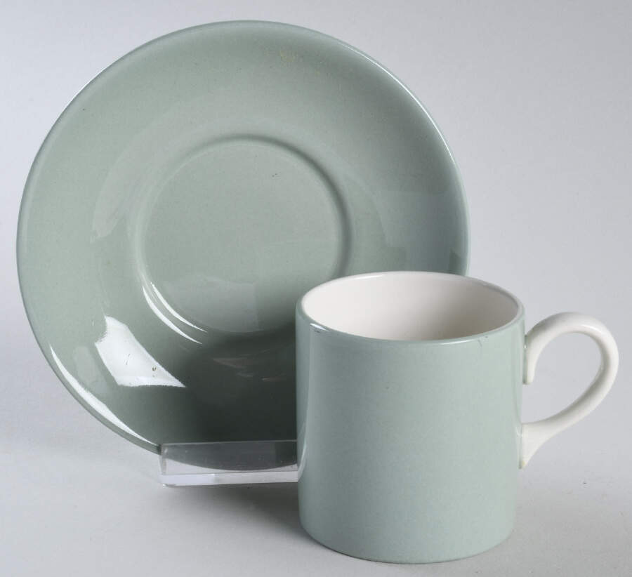 Barlaston Green Bond Shape Demitasse Cup and Saucer Set by Wedgwood-1