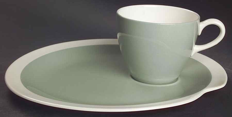 Barlaston Green Snack Plate & Cup Set by Wedgwood-1