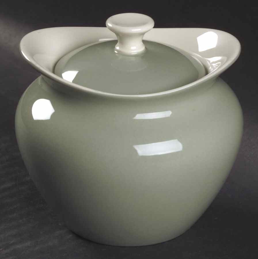 Barlaston Green Sugar Bowl & Lid by Wedgwood-1
