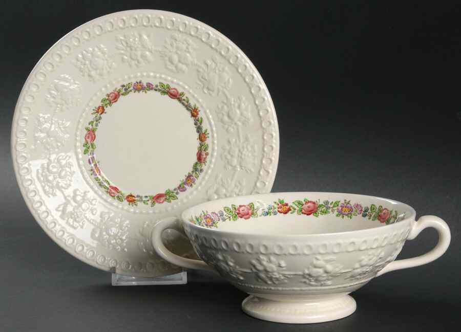 Balmoral Footed Cream Soup Bowl & Saucer Set by Wedgwood-1