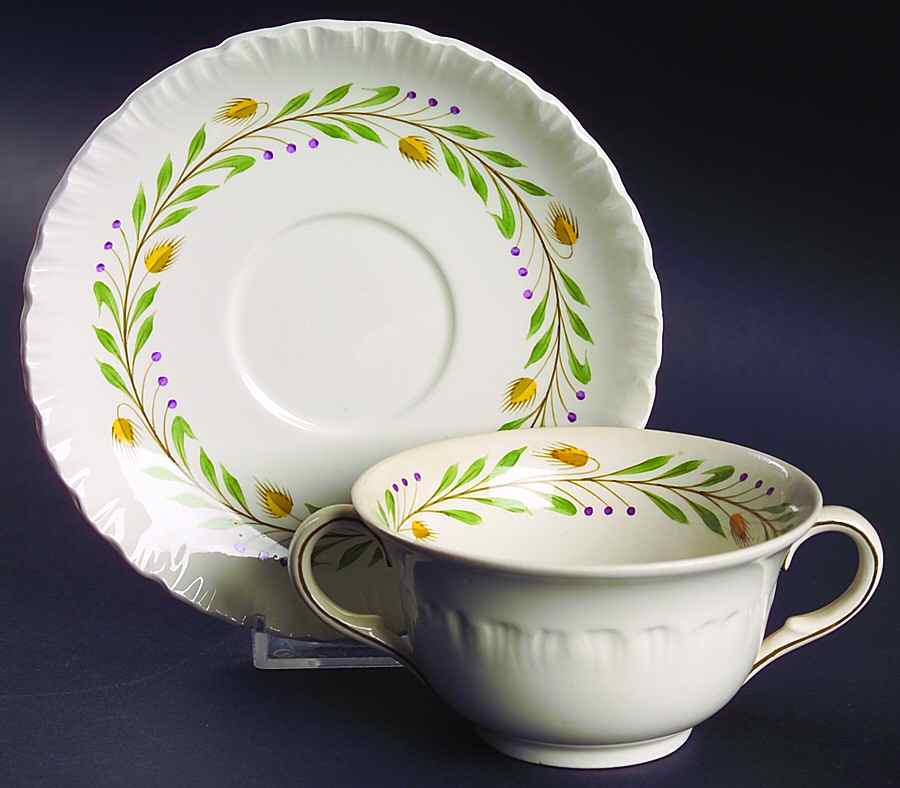 Barley Flat Bouillon Cup & Saucer by Wedgwood-1