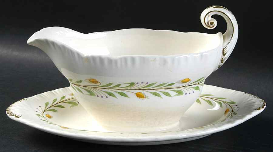Barley Gravy Boat with Attached Underplate by Wedgwood-1